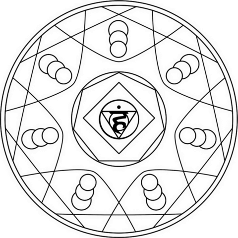 Mandala With Vishuddha Symbol Coloring Page